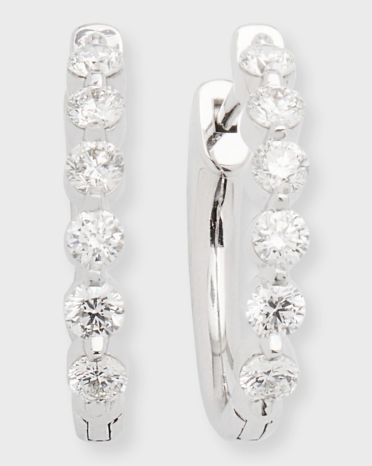 Neiman Marcus Diamonds 18k White Gold Diamond Hoop Earrings, 1 Ct.