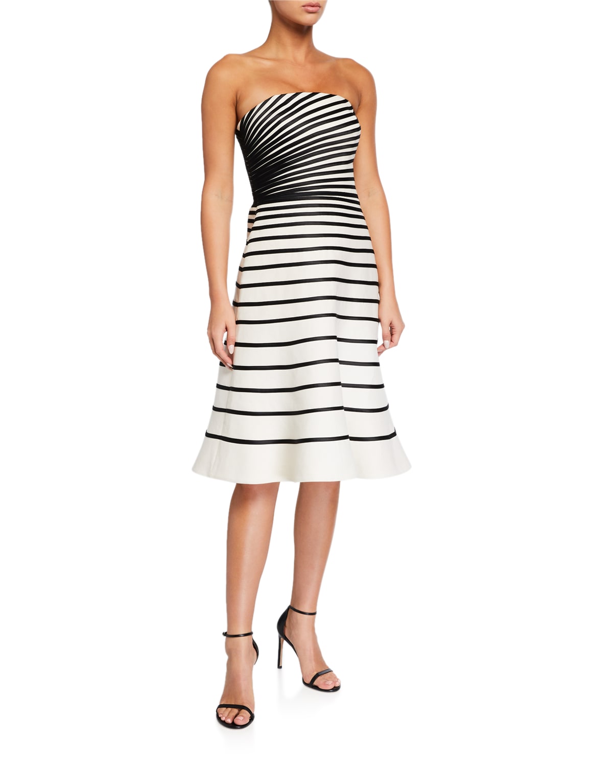 Colorblock Striped Strapless Faille Dress