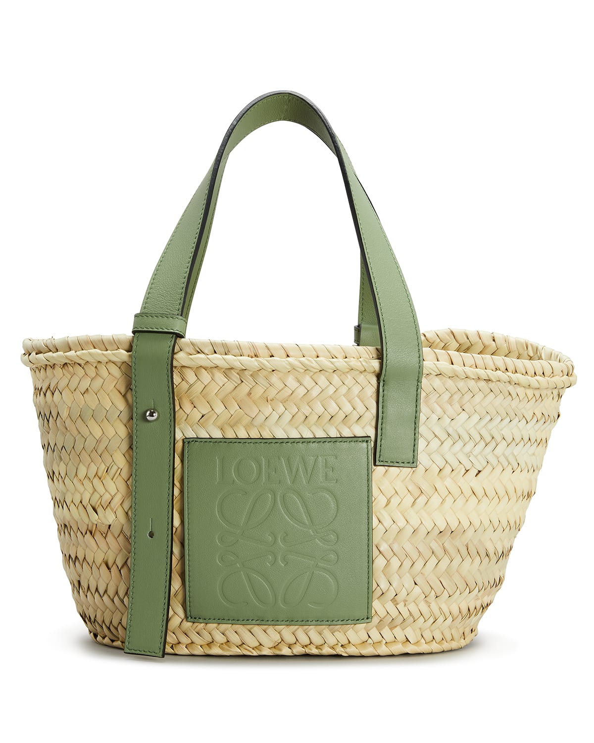 Loewe X Paula's Ibiza Basket Small Woven Palm Tote Bag In Natural / Rosemary