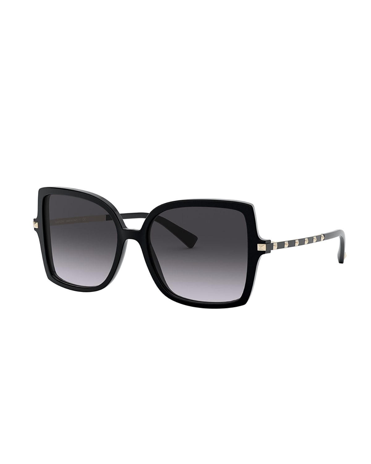 Valentino Square Acetate Sunglasses w/ Rockstud Arms