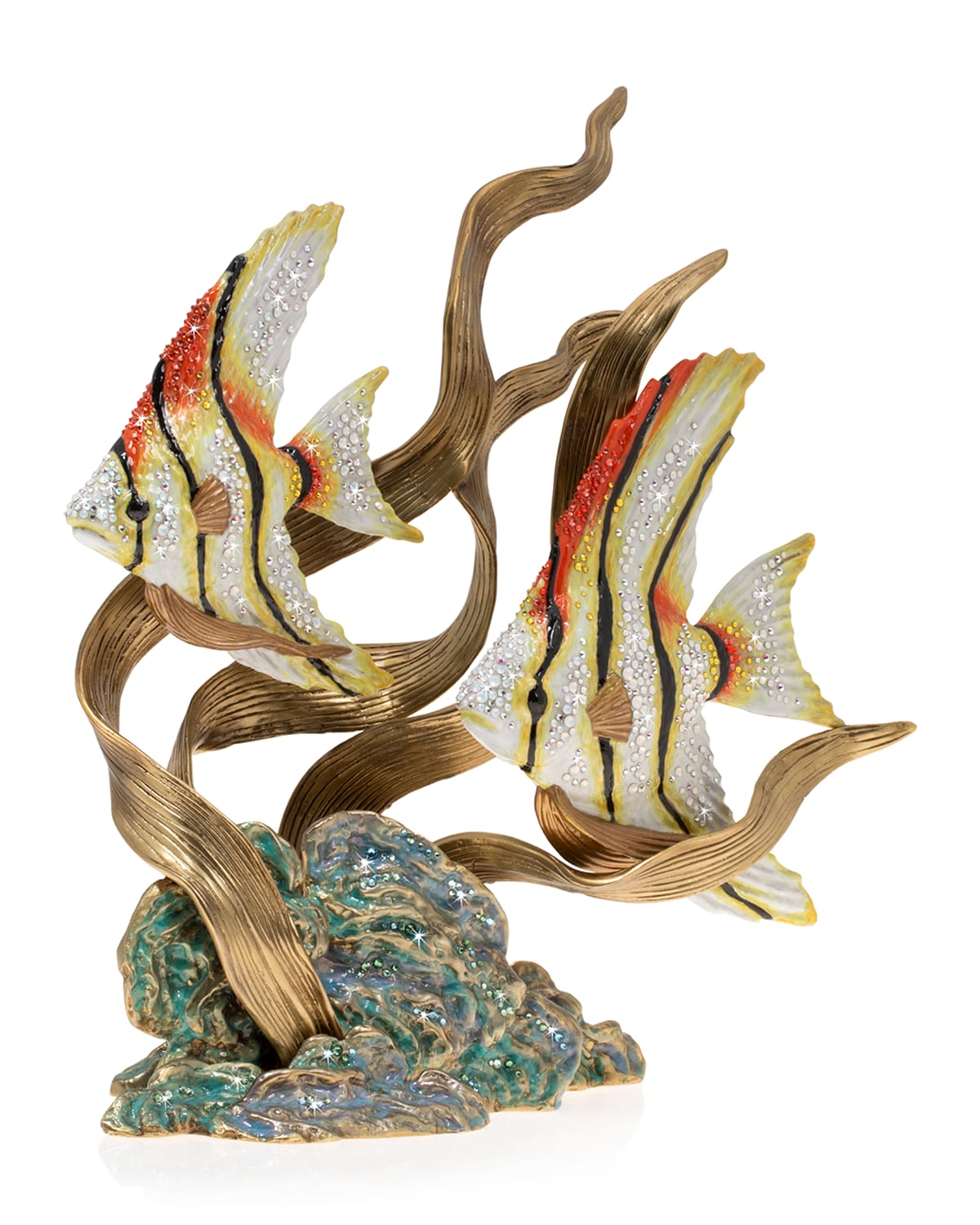 Shop Jay Strongwater Angel Fish & Seagrass Figurine In Blue