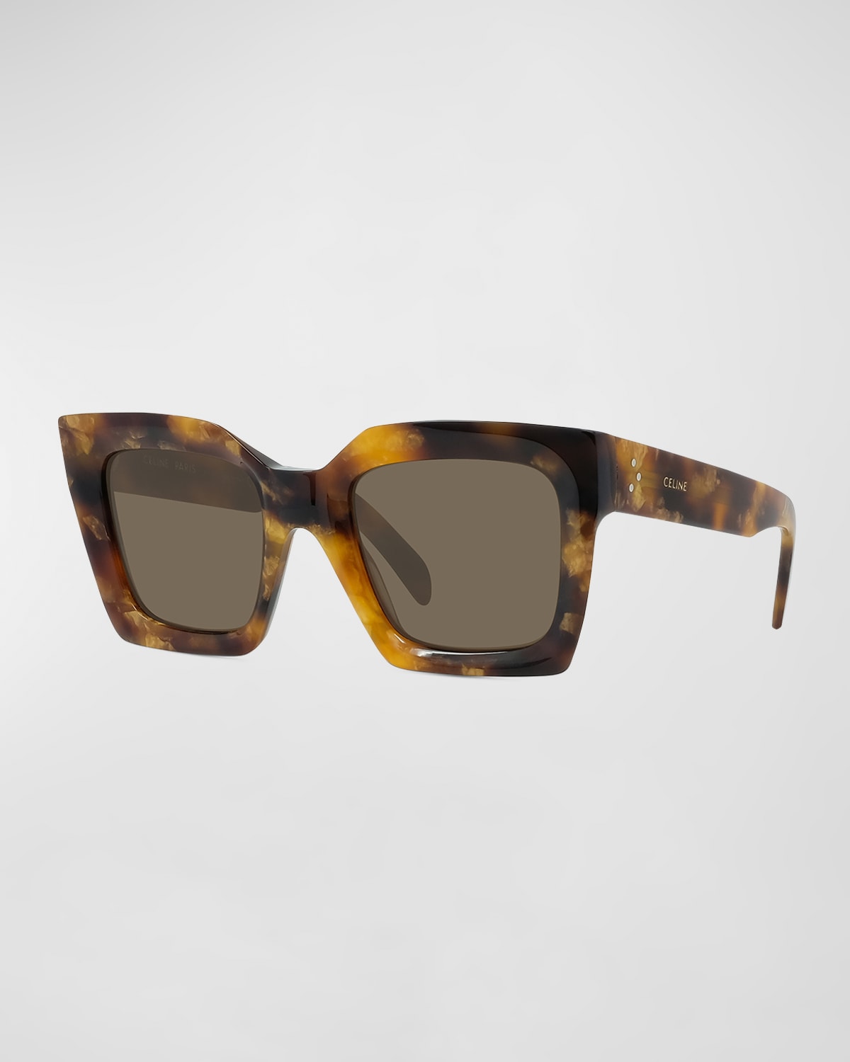 Celine Rectangle Acetate Sunglasses In Dark Havana