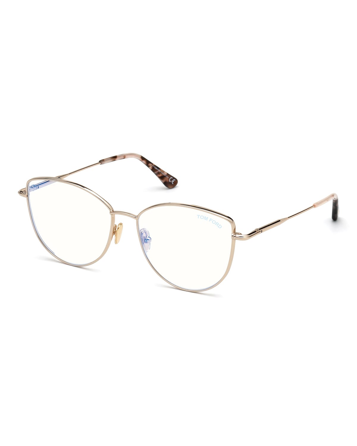 Tom Ford Cat-eye Metal Optical Frames In Rose Gold