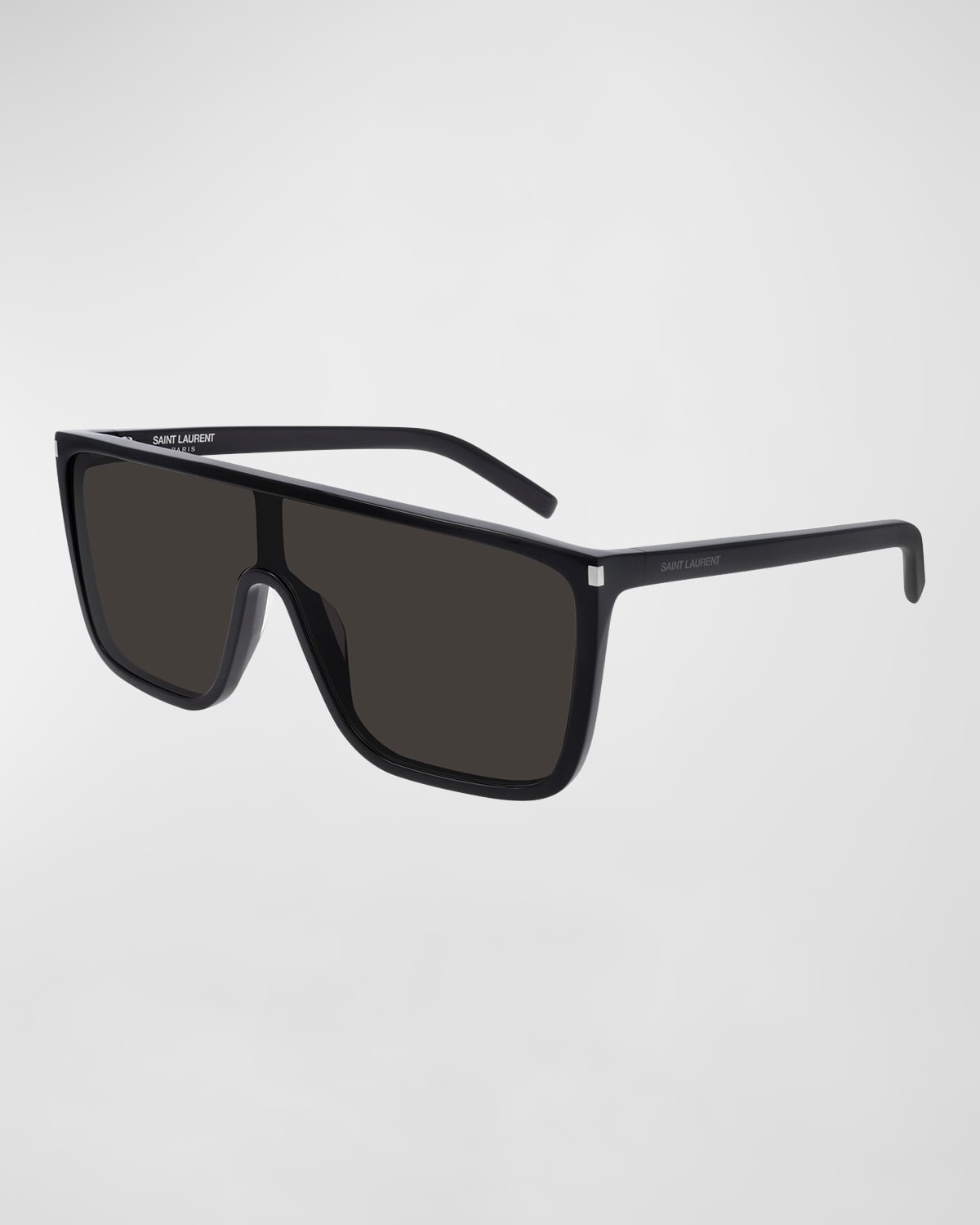 SAINT LAURENT MEN'S MASK FLAT-TOP PROPIONATE SHIELD SUNGLASSES PROD229620360
