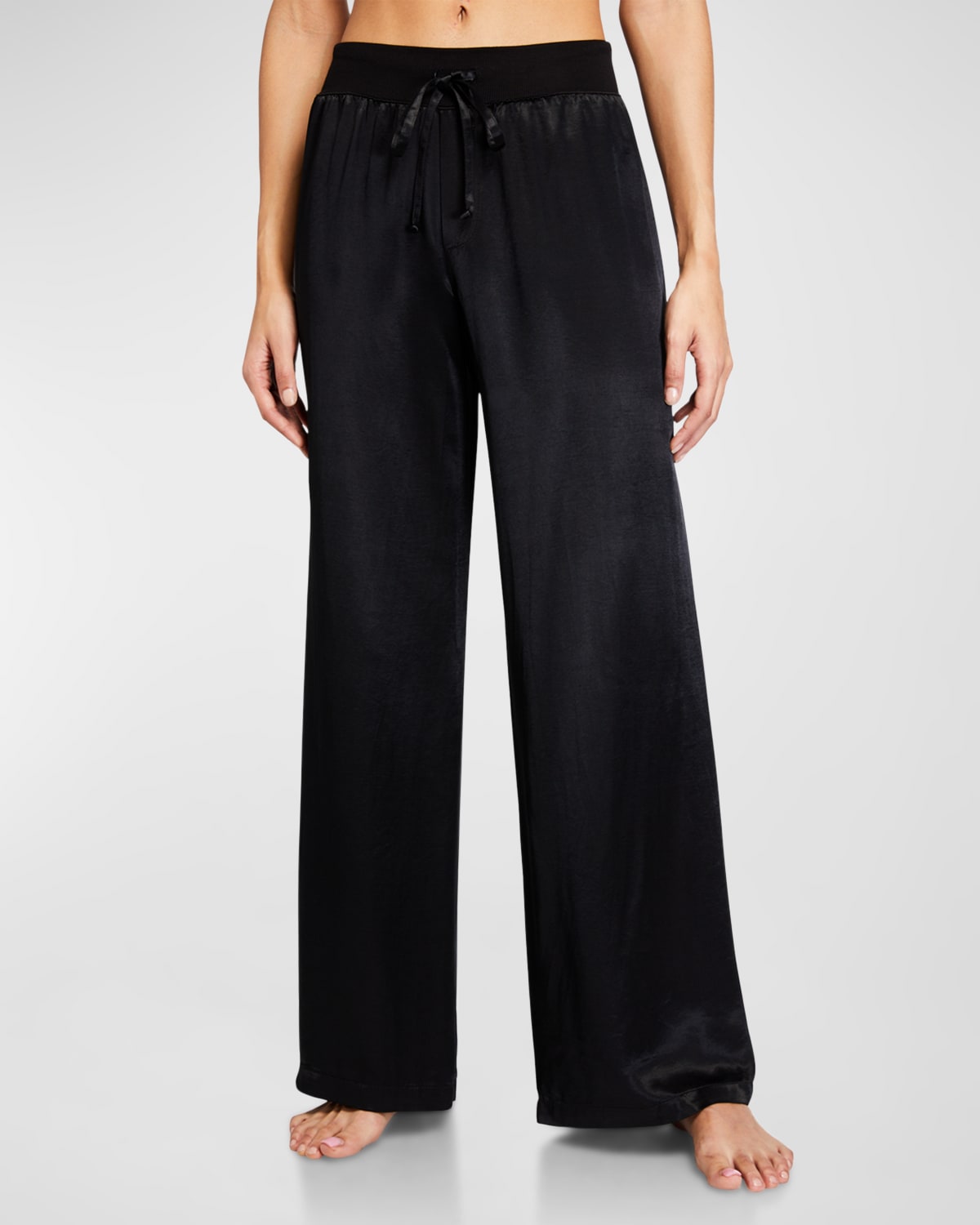Pj Harlow Jolie Silk-blend Lounge Pants In Black