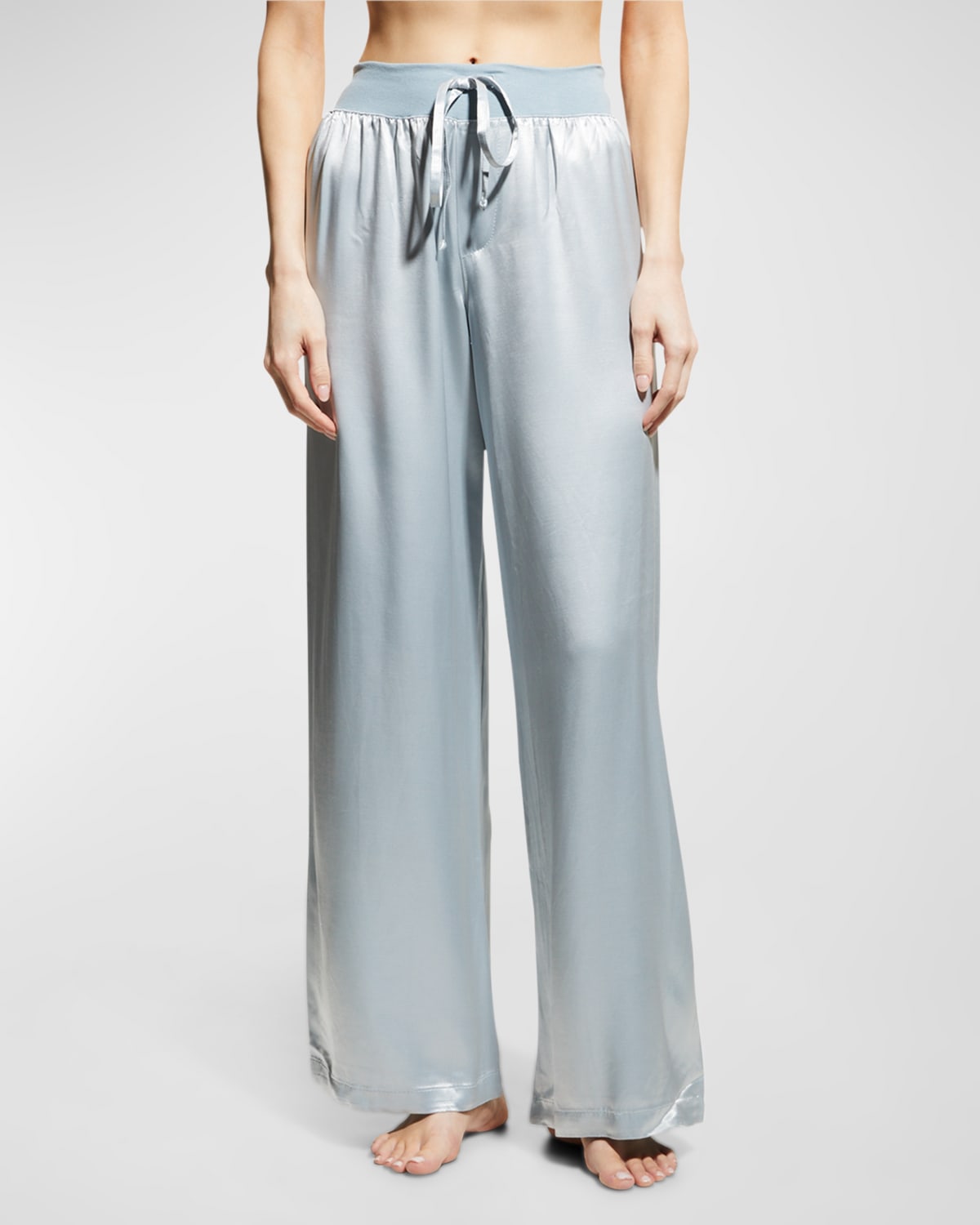 Pj Harlow Jolie Silk-blend Lounge Pants In Morning Blue