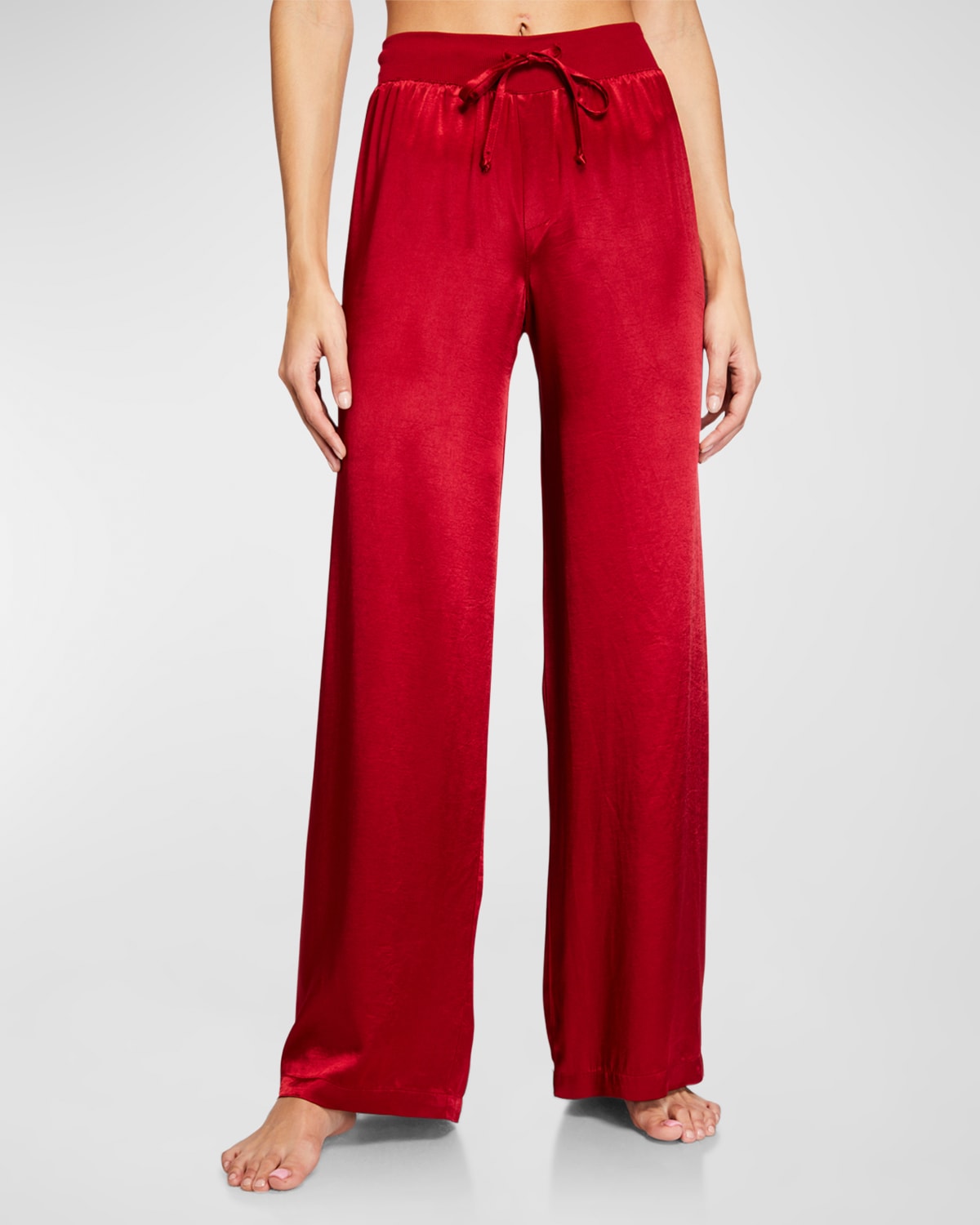 Pj Harlow Jolie Silk-blend Lounge Pants In Red