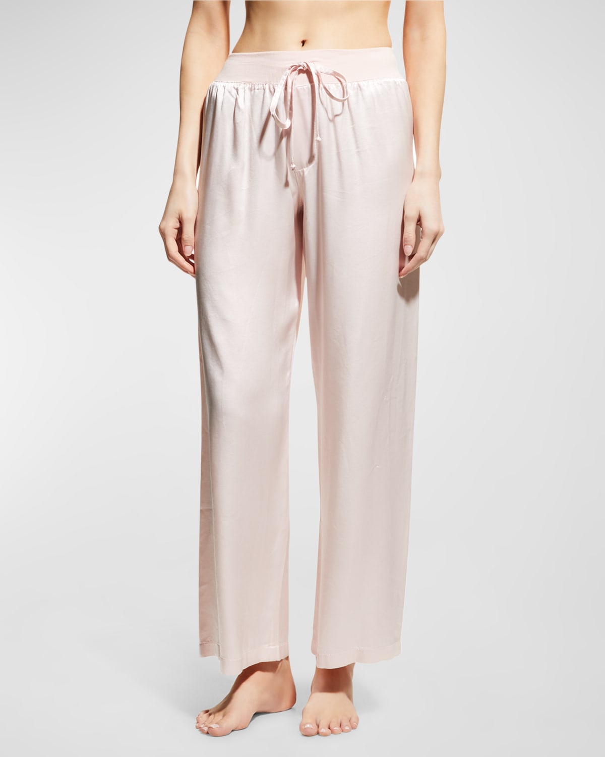 Pj Harlow Jolie Silk-blend Lounge Pants In Blush