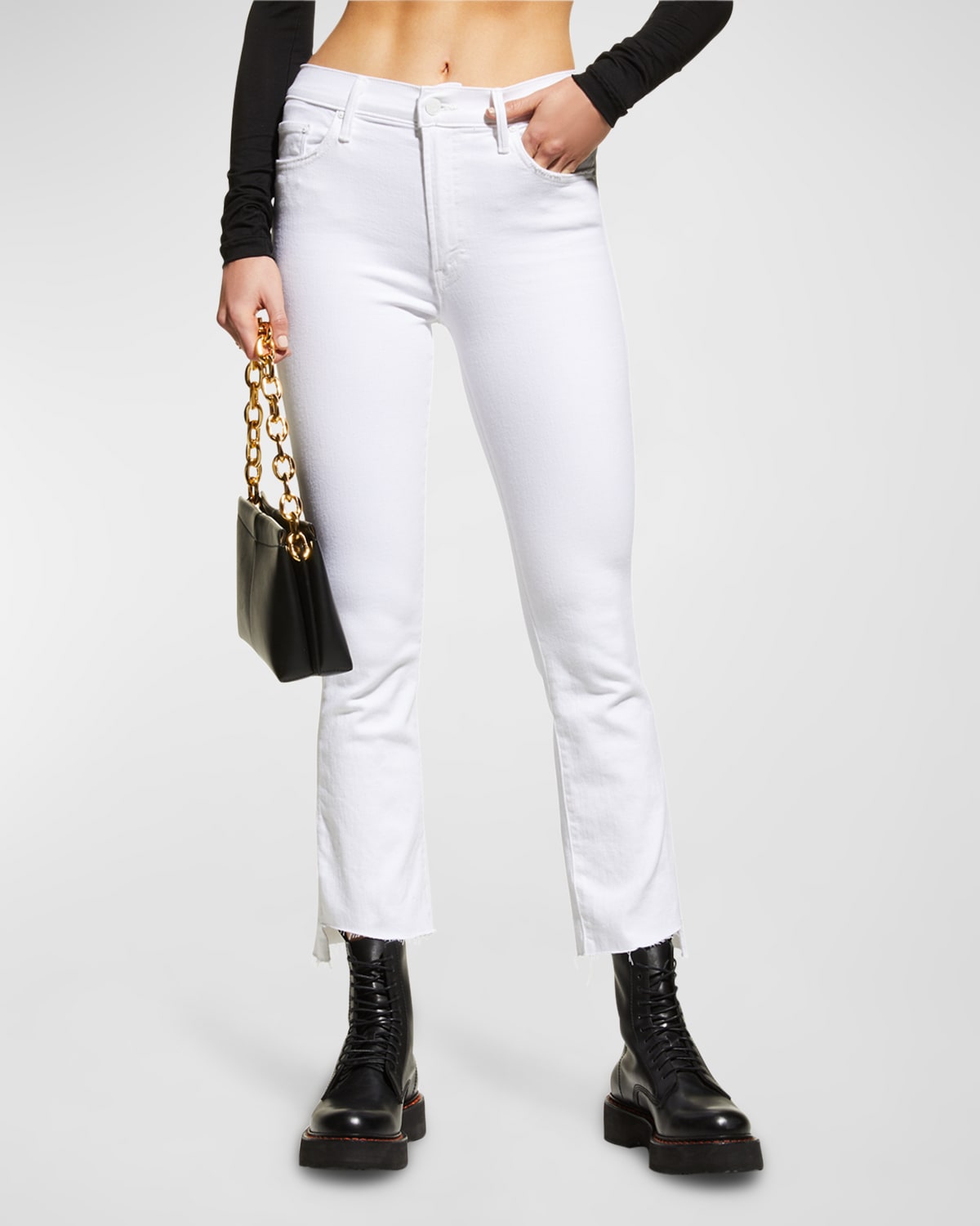 Shop Mother The Insider Crop Step Fray Jeans In Fairest Of Them A