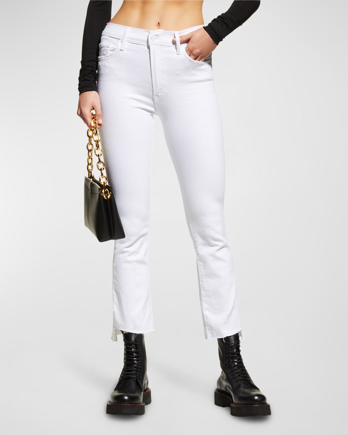 Mother The Mid Rise Dazzler Ankle Straight Jeans In Fairest Of