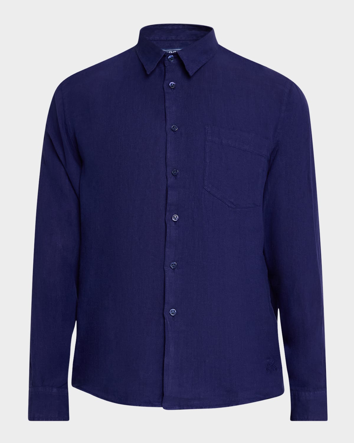 Vilebrequin Solid Linen Shirt In Late Night