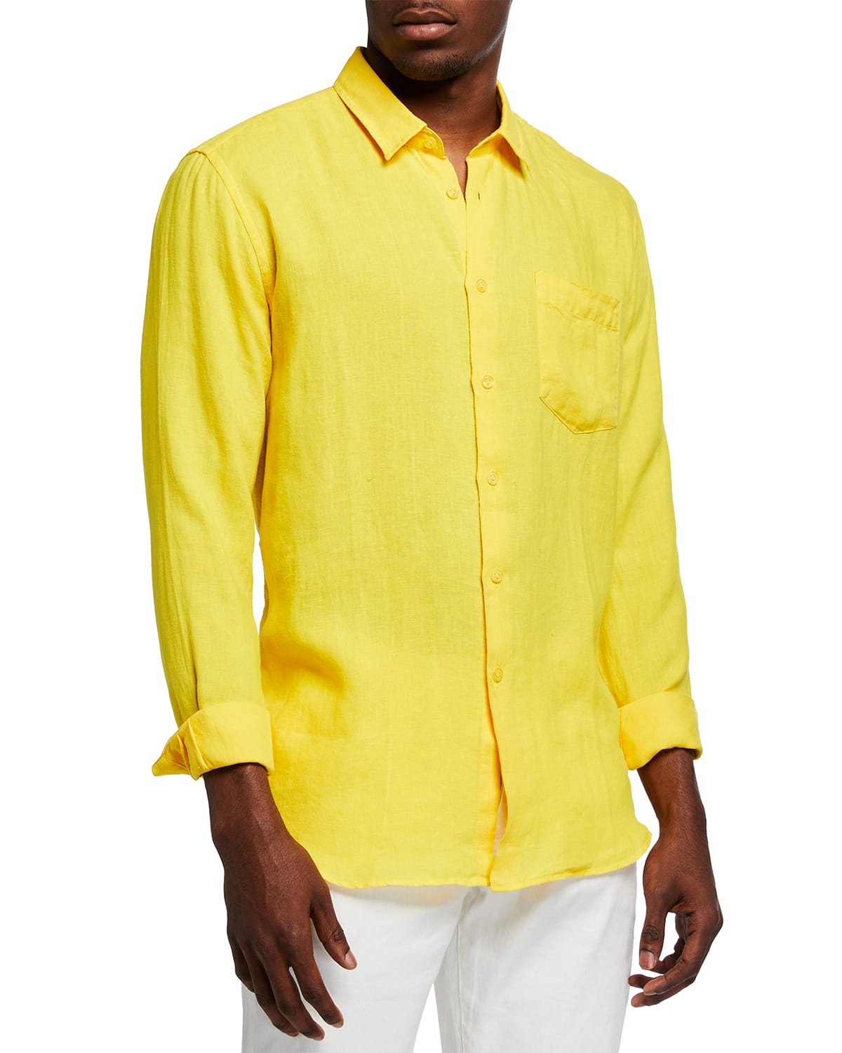 Vilebrequin Men's Caroubis Solid Linen Sport Shirt In Ballerine