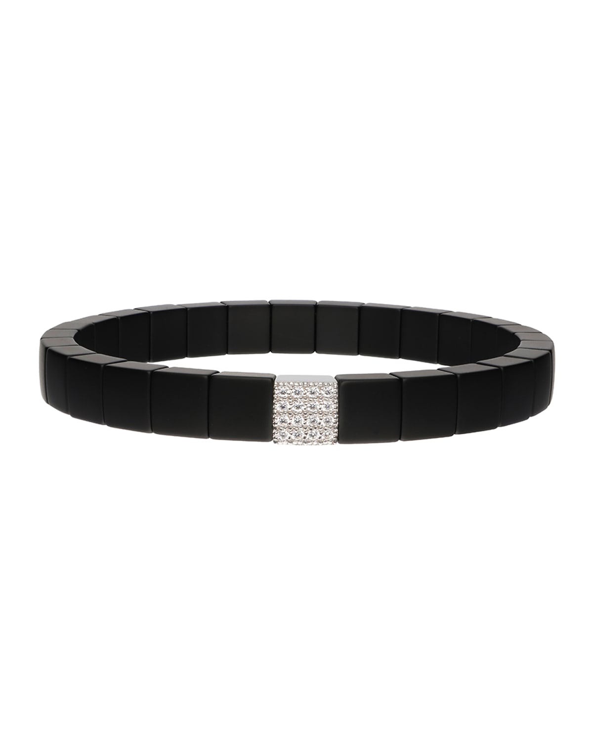SCACCO Black Ceramic Diamond 1-Bead Stretch Bracelet