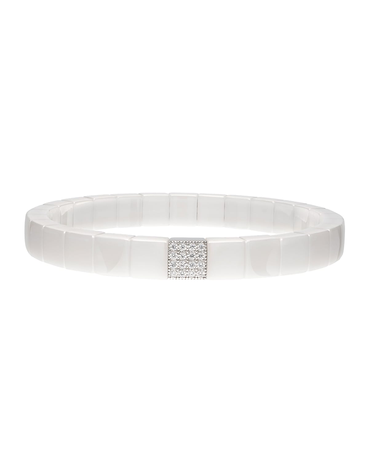 SCACCO White Ceramic Diamond 1-Bead Stretch Bracelet