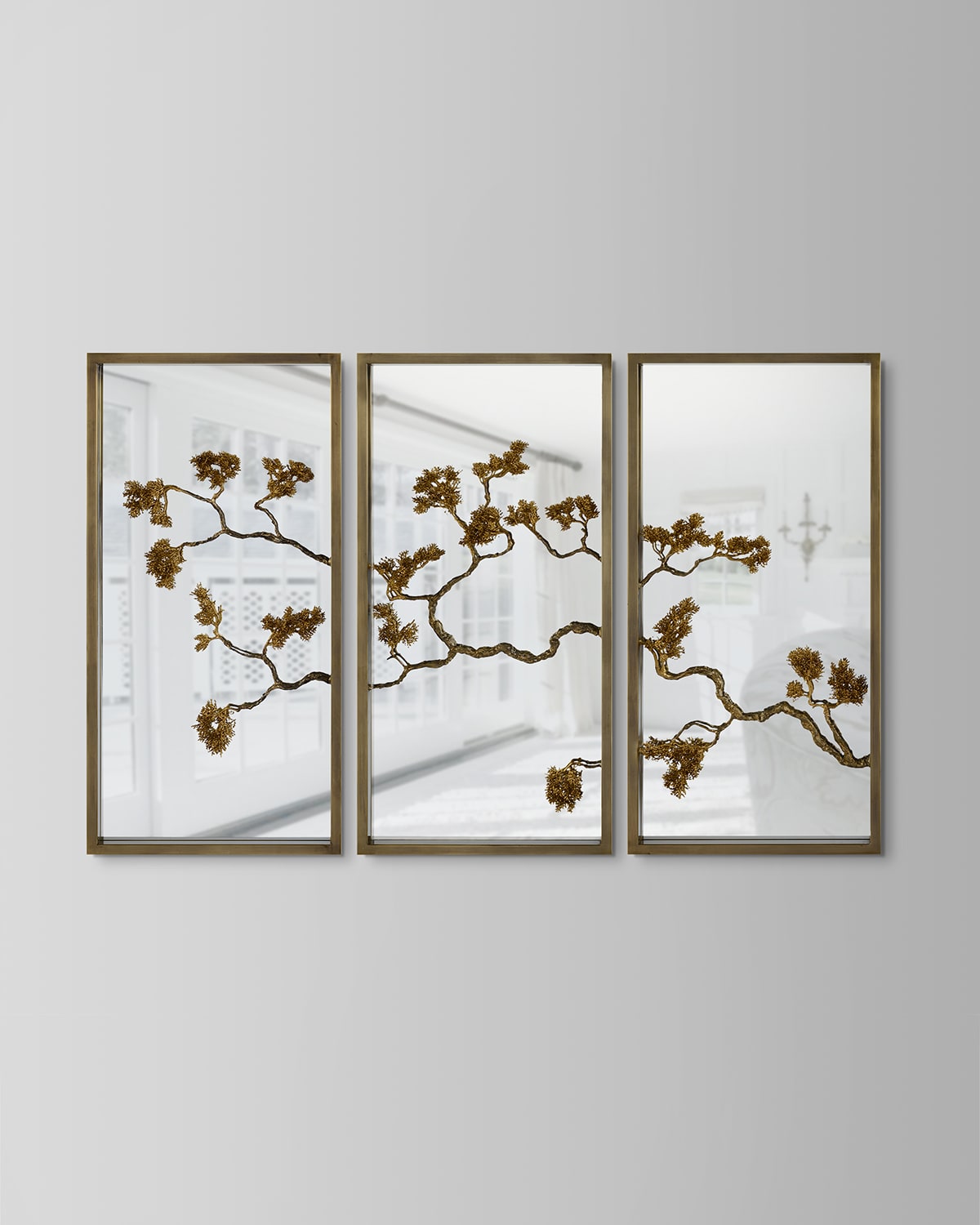 Shop John-richard Collection Organic Branches Triptych In Gold