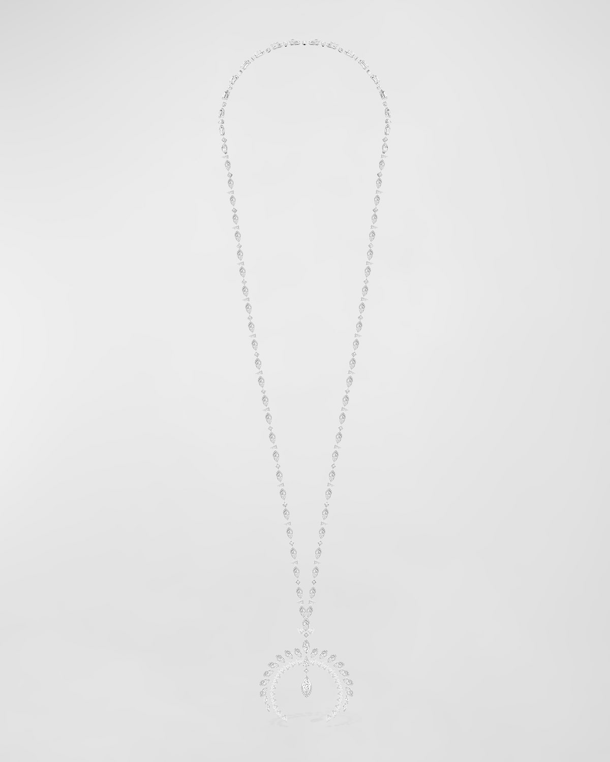 Desert Bloom 18K White Gold Diamond Crescent Necklace