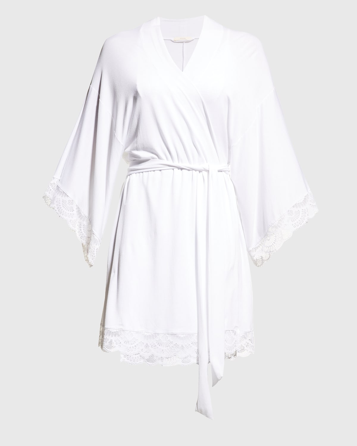 Shop Eberjey Marianna Mademoiselle Lace-trim Kimono Robe In White