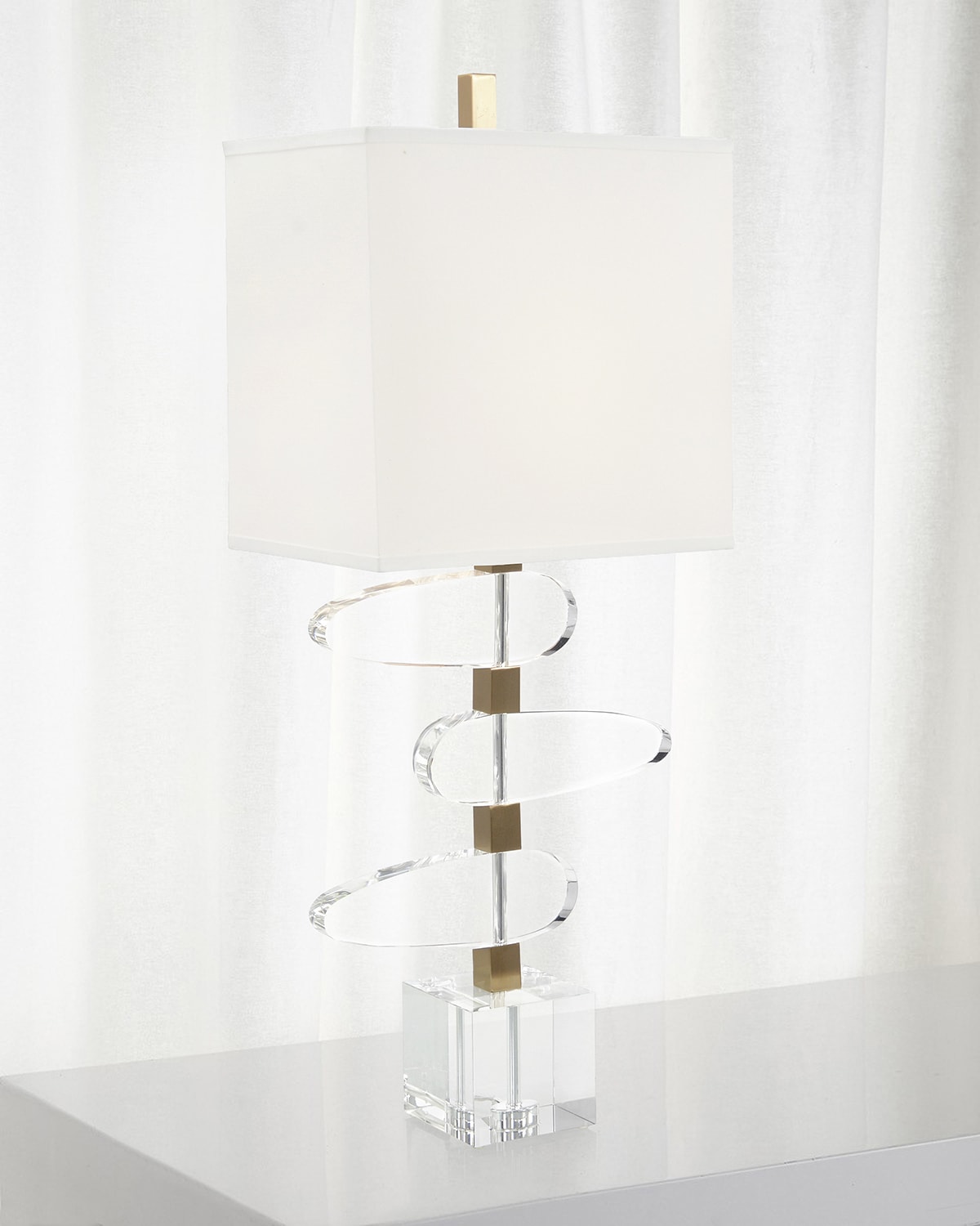 John-richard Collection Asymmetrical Crystal Table Lamp In Gold