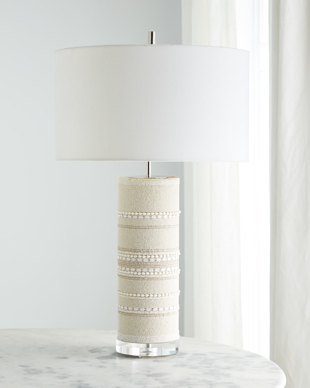 John-richard Collection Beaded Column Table Lamp In White