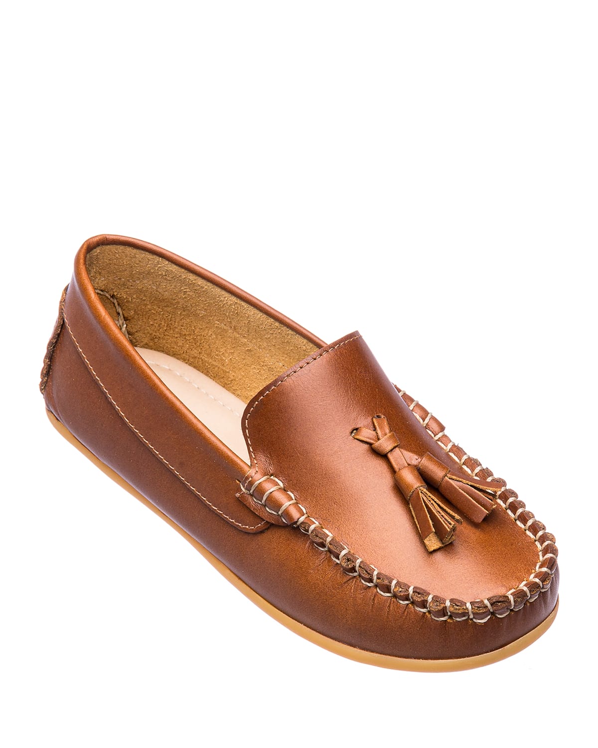 Shop Elephantito Boy's Monaco Leather Loafers, Toddler/kids In Natural Tan