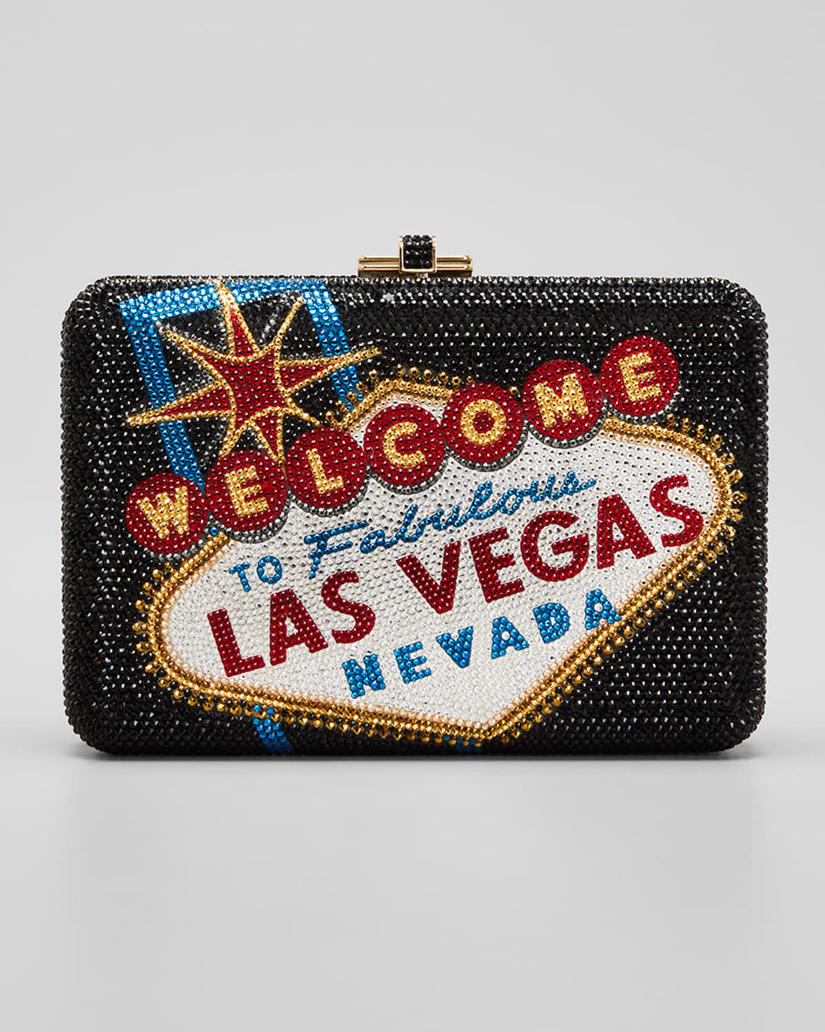 Judith Leiber Welcome To Vegas Beaded Clutch In Black Pattern