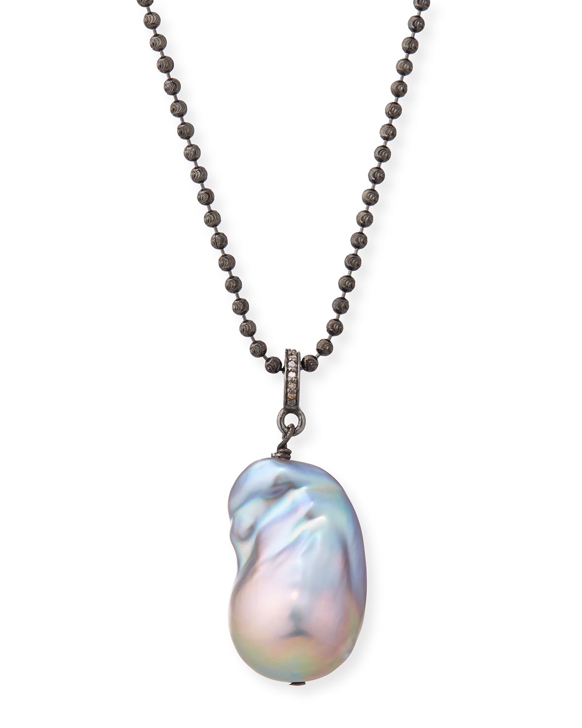 Margo Morrison Baroque Pearl Diamond-Ring Necklace, 18"L