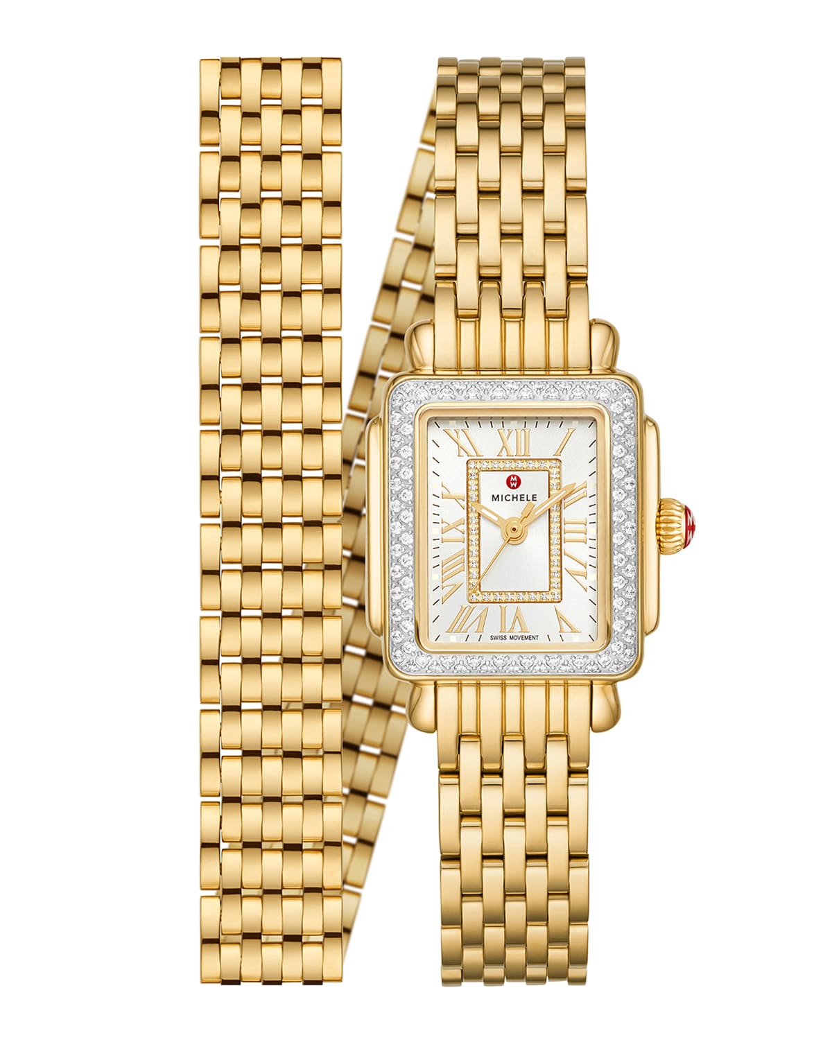 Michele Deco Mini 18k Gold Diamond Watch