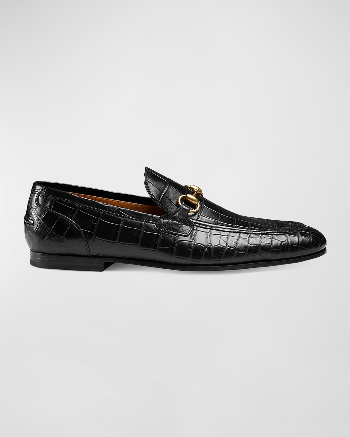 Gucci Men's Jordaan Crocodile Loafers In Black