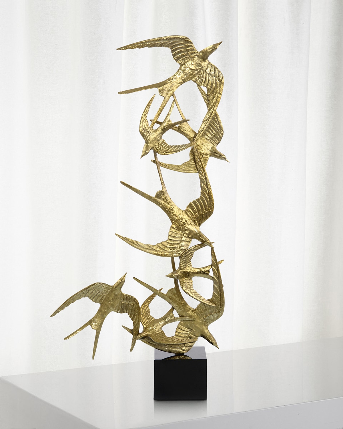 Shop John-richard Collection Swallows In Flight Sculpture In Gold