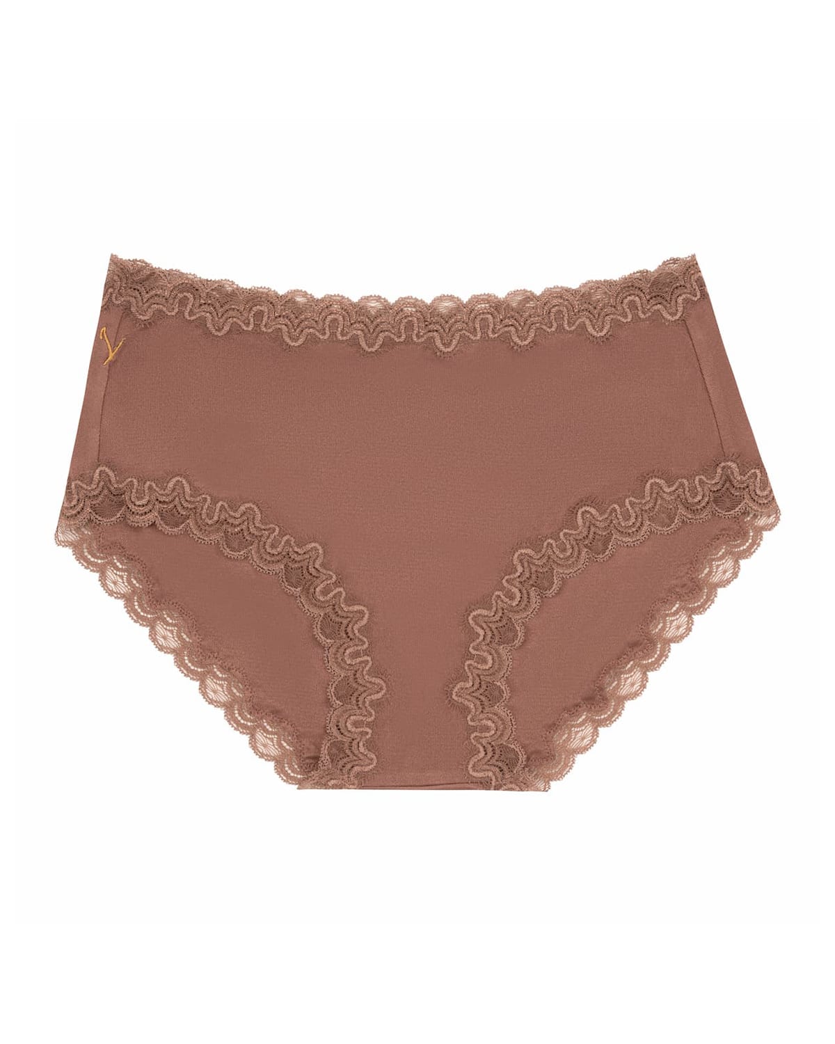 Uwila Warrior Soft Silks Lace-trim Bikini Briefs In Toffee