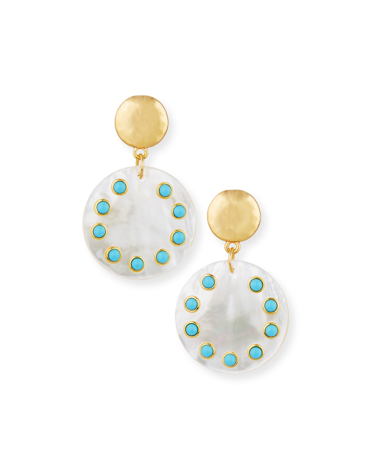 Turquoise Studded Mini Mother-of-Pearl Earrings