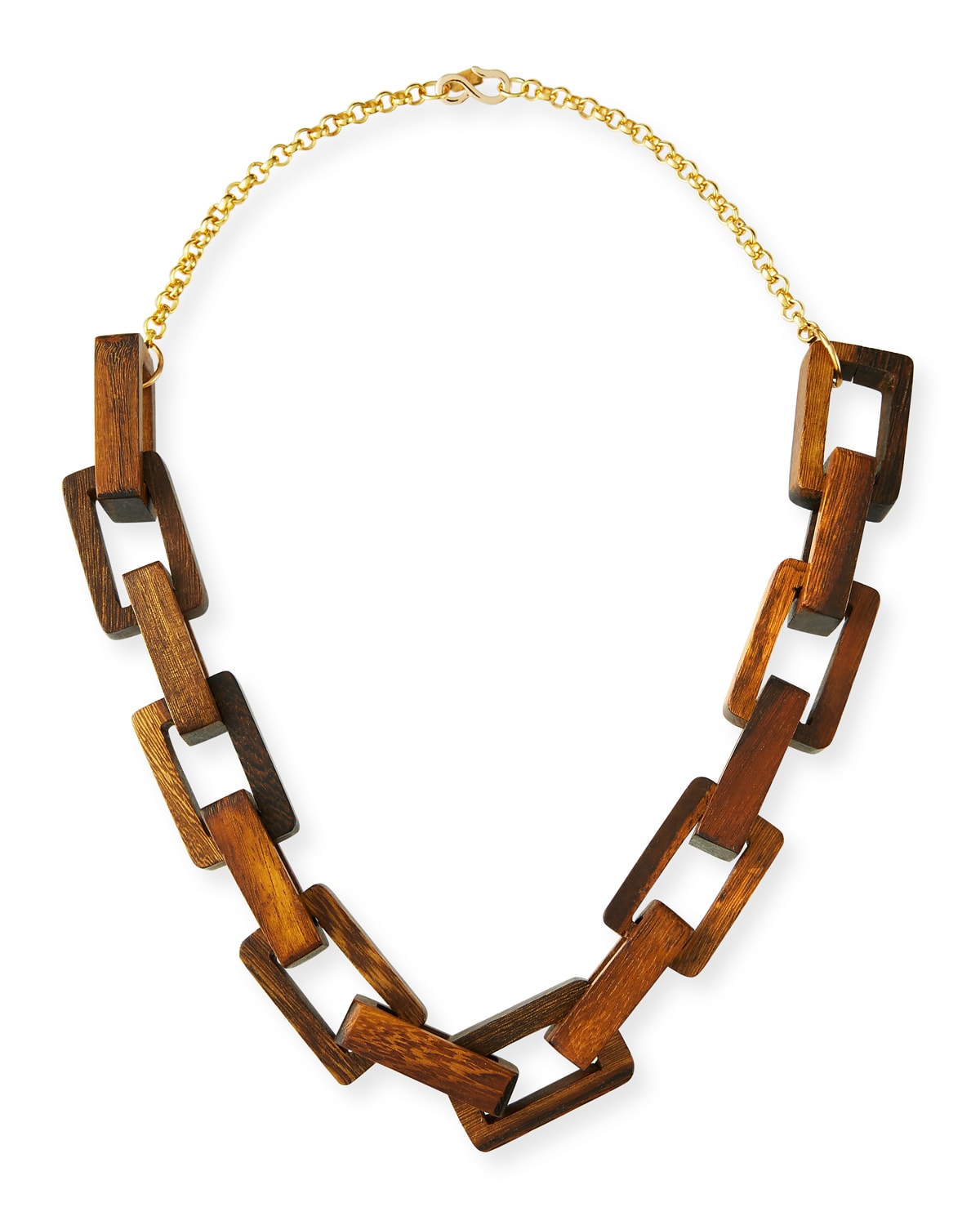 Kenneth Jay Lane Wooden Square-link Necklace