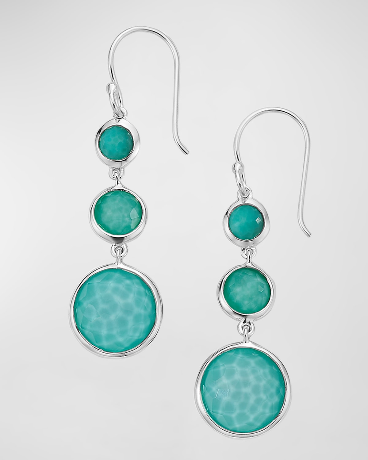Ippolita Lollipop Lollitini 3-stone Drop Earrings In Sterling Silver With Turquoise Doublet
