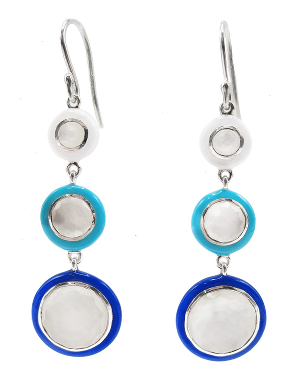 Ippolita Lollipop Carnevale 3-drop Earrings In Sterling Silver With Mother-of-pearl Doublets And Ceramics In Mother Of Pearl