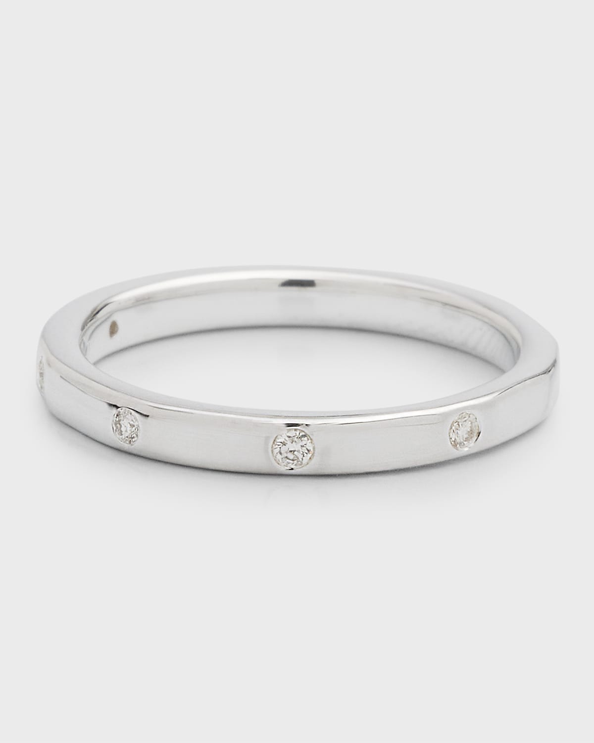 Thin Band Ring in Sterling Silver with Diamonds