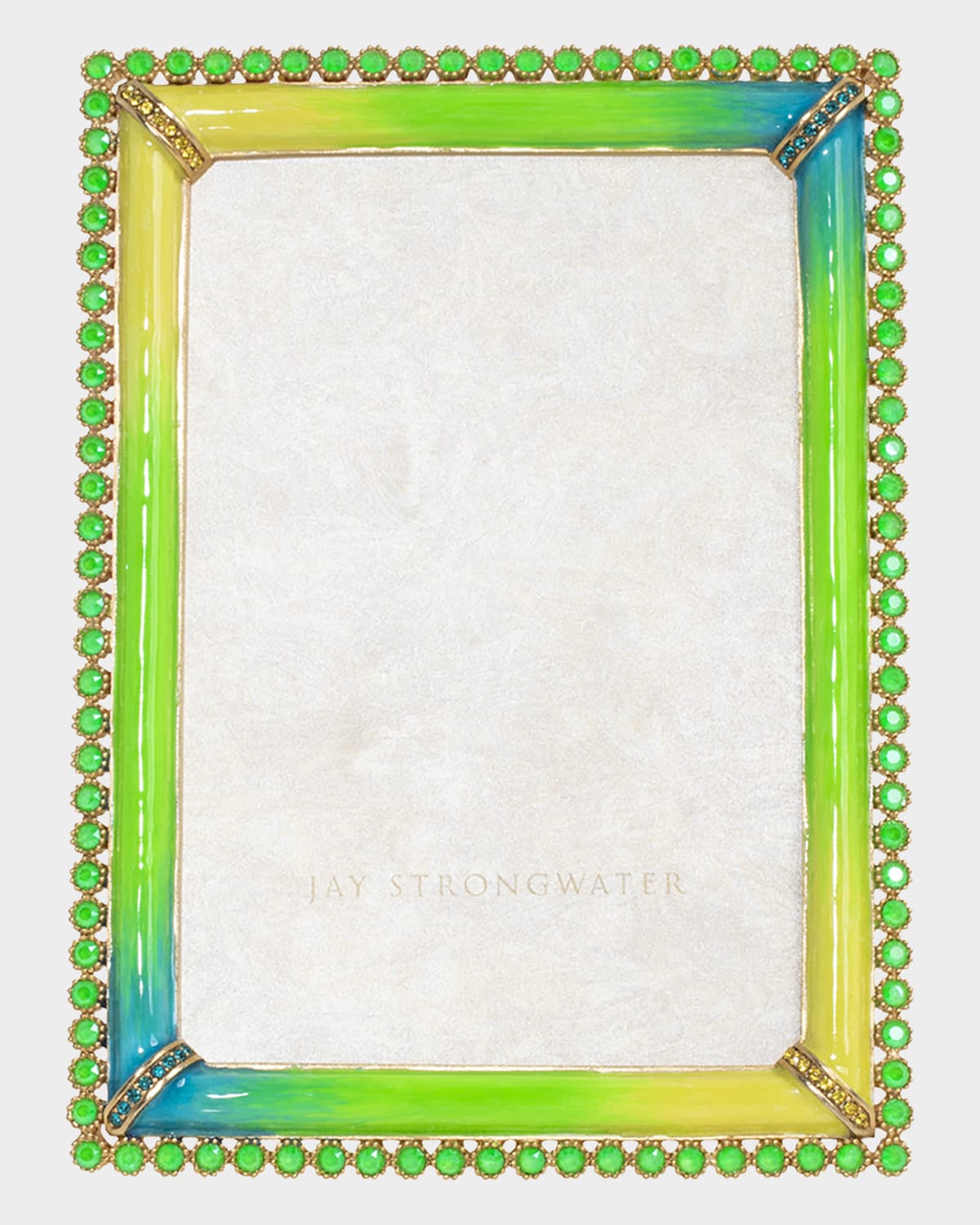 Jay Strongwater Lorraine Stone Edge 4 X 6 Frame In Green/yellow