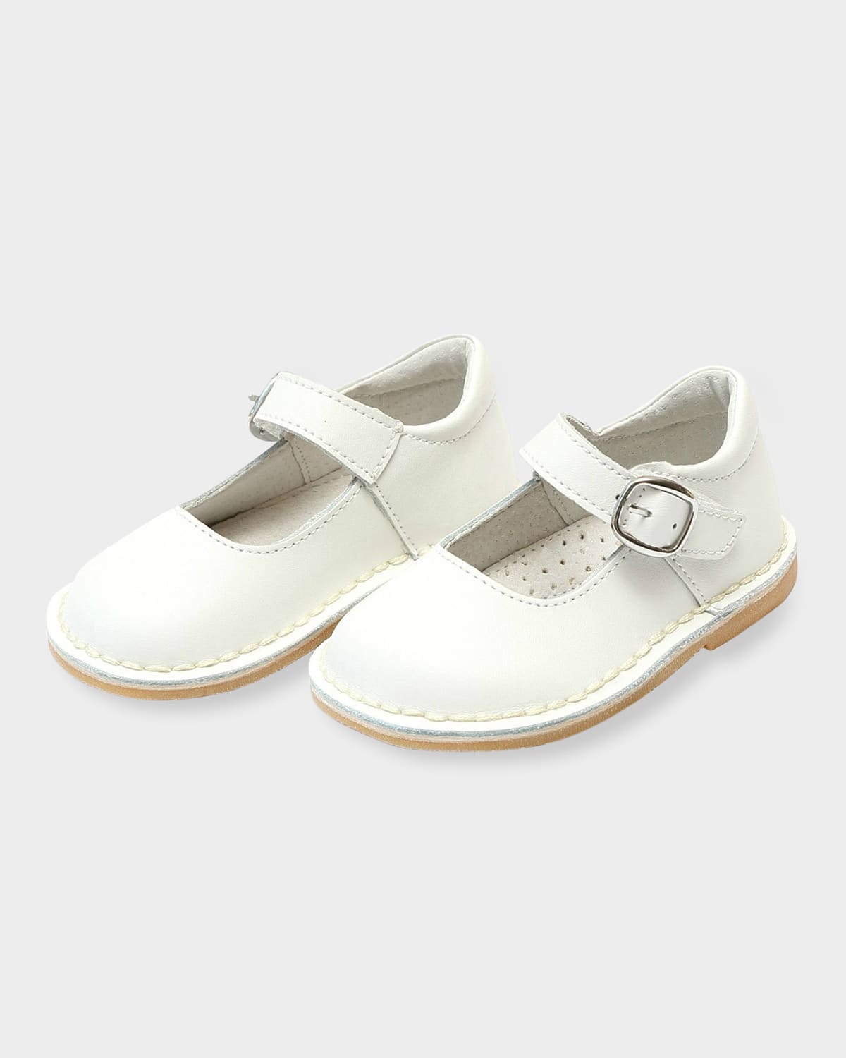 L'amour Shoes Kids' Grace Leather Stitch Down Mary Janes, Baby/toddler In White