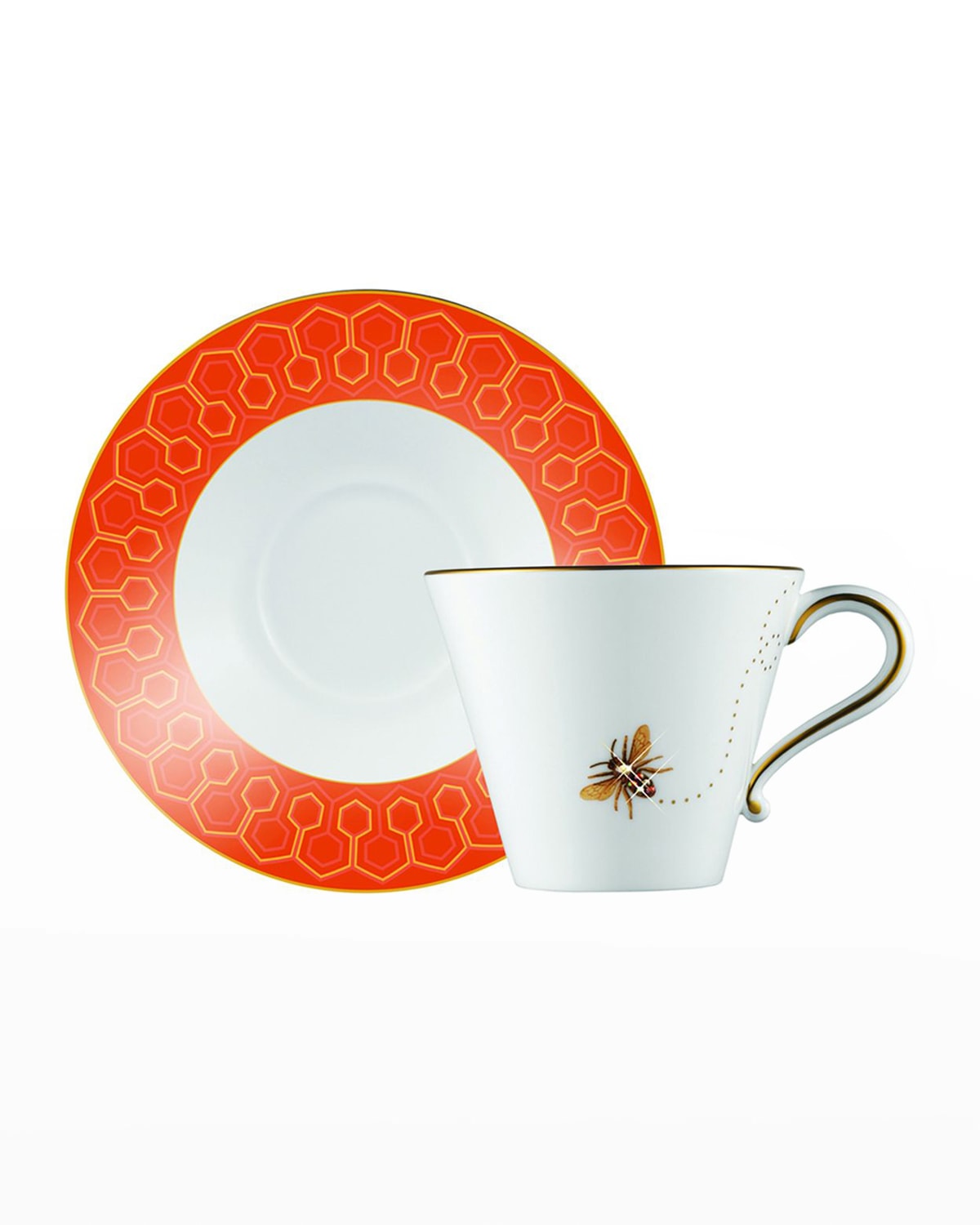 Prouna My Honeybee Teacup & Saucer In Gold Orange