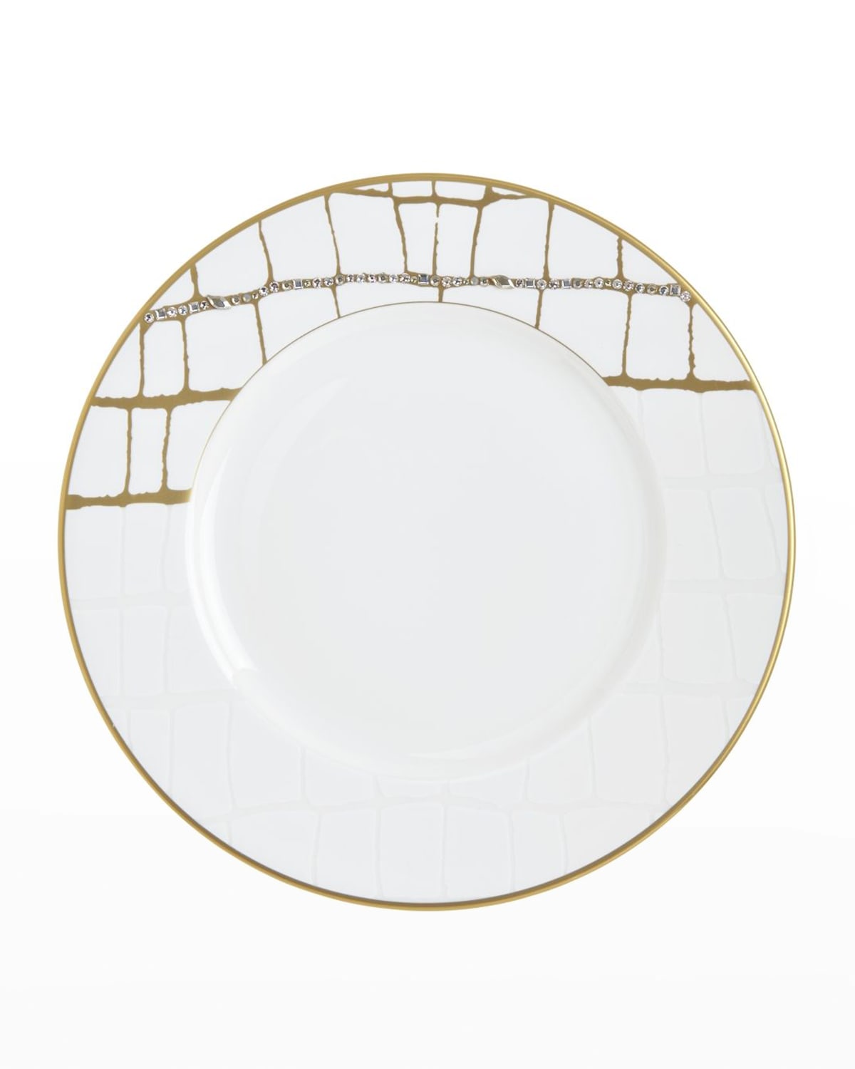 Shop Prouna Alligator Salad/dessert Plate With Crystal Details In Gold