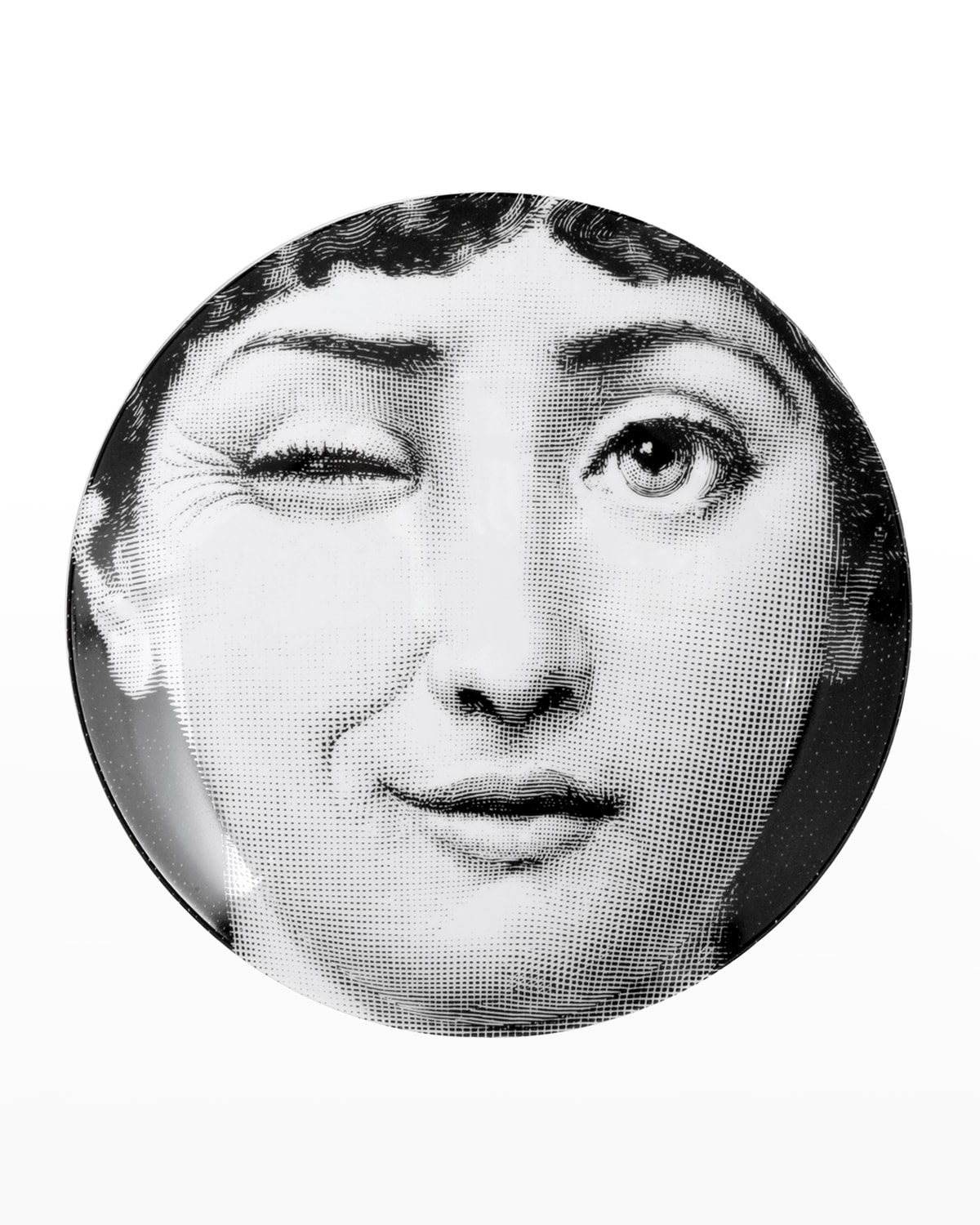 Shop Fornasetti Tema E Variazioni N. 130 Winking Face Wall Plate In Black/white