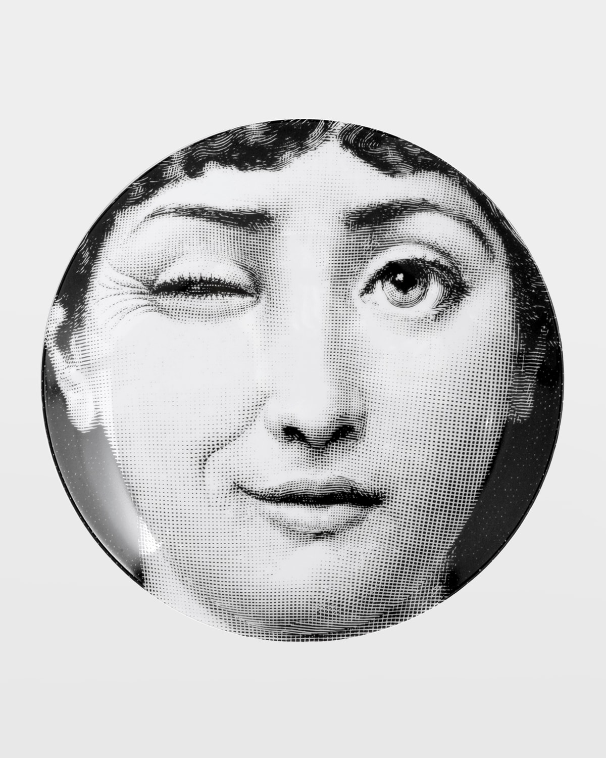 Shop Fornasetti Tema E Variazioni N. 130 Winking Face Wall Plate In Black/white