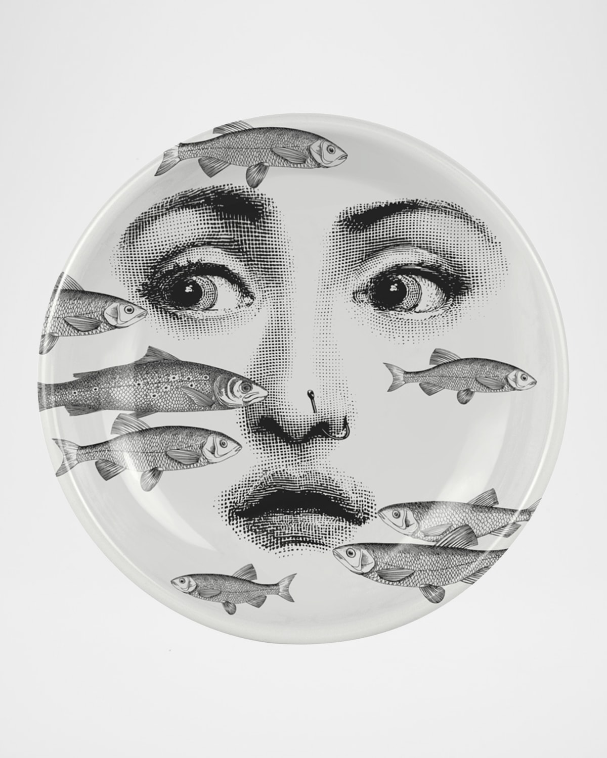 Fornasetti Round Ashtray Tema E Variazioni No. 392 In Black/white