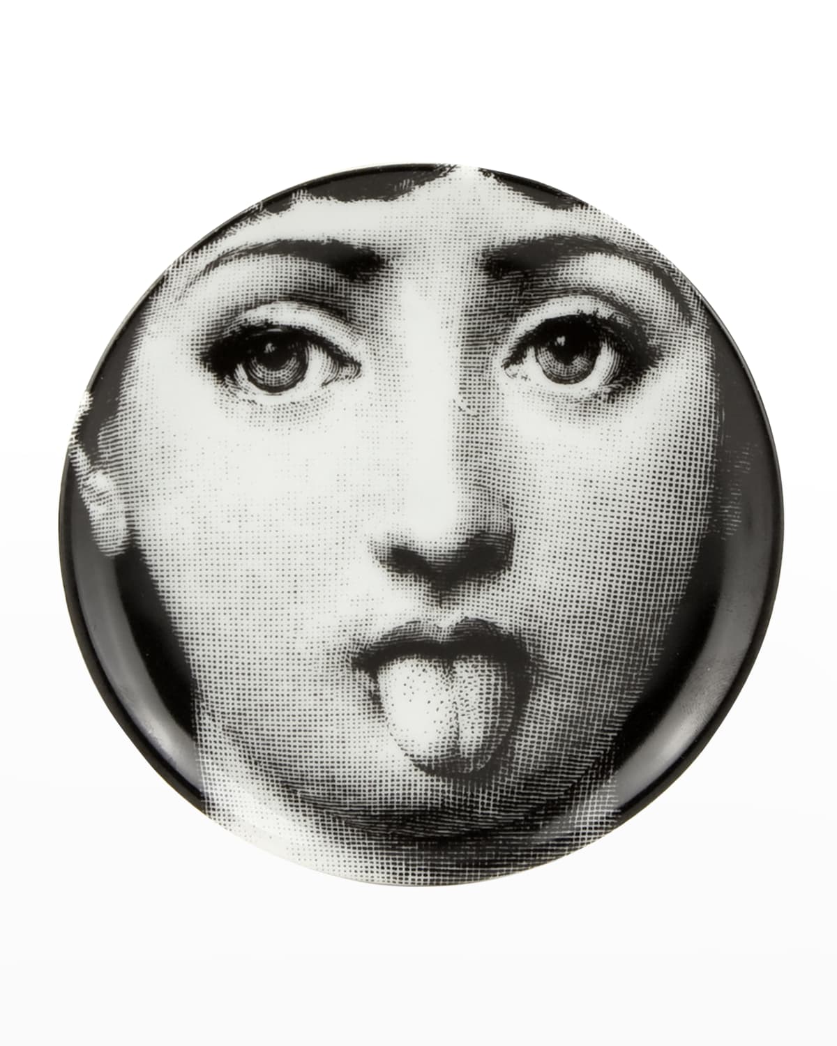 Fornasetti Porcelain Coaster In Black/white