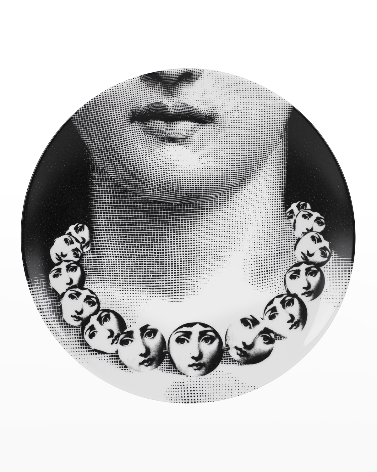 Fornasetti Tema E Variazioni N. 107 Necklace Made Of Faces Wall Plate In Black/white