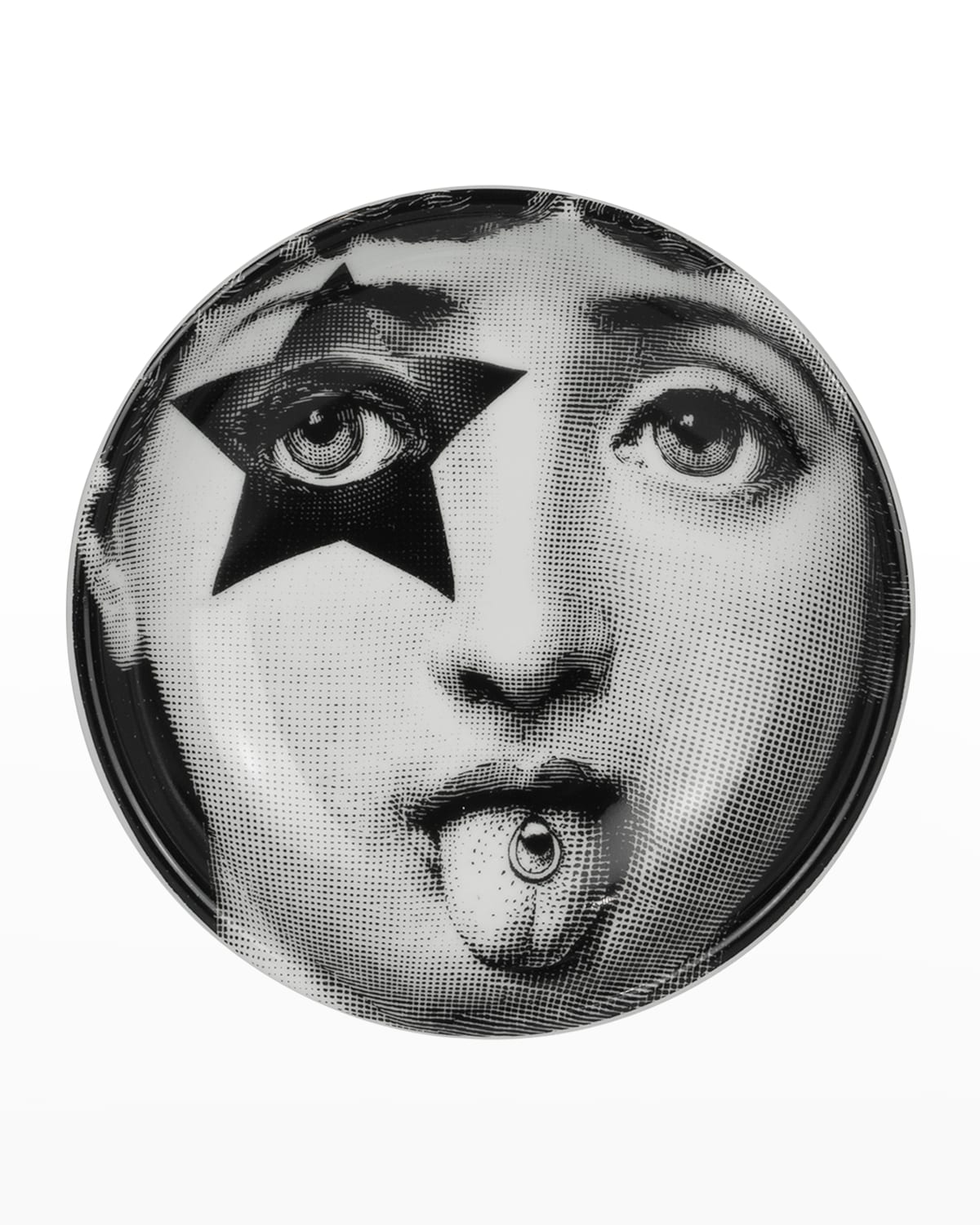 Fornasetti Round Ashtray Tema E Variazioni No. 381 In Black/white