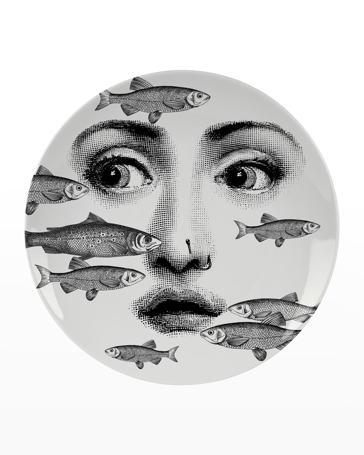 Shop Fornasetti Tema E Variazioni N. 392 Swimming Fish Over Face Wall Plate In Black/white