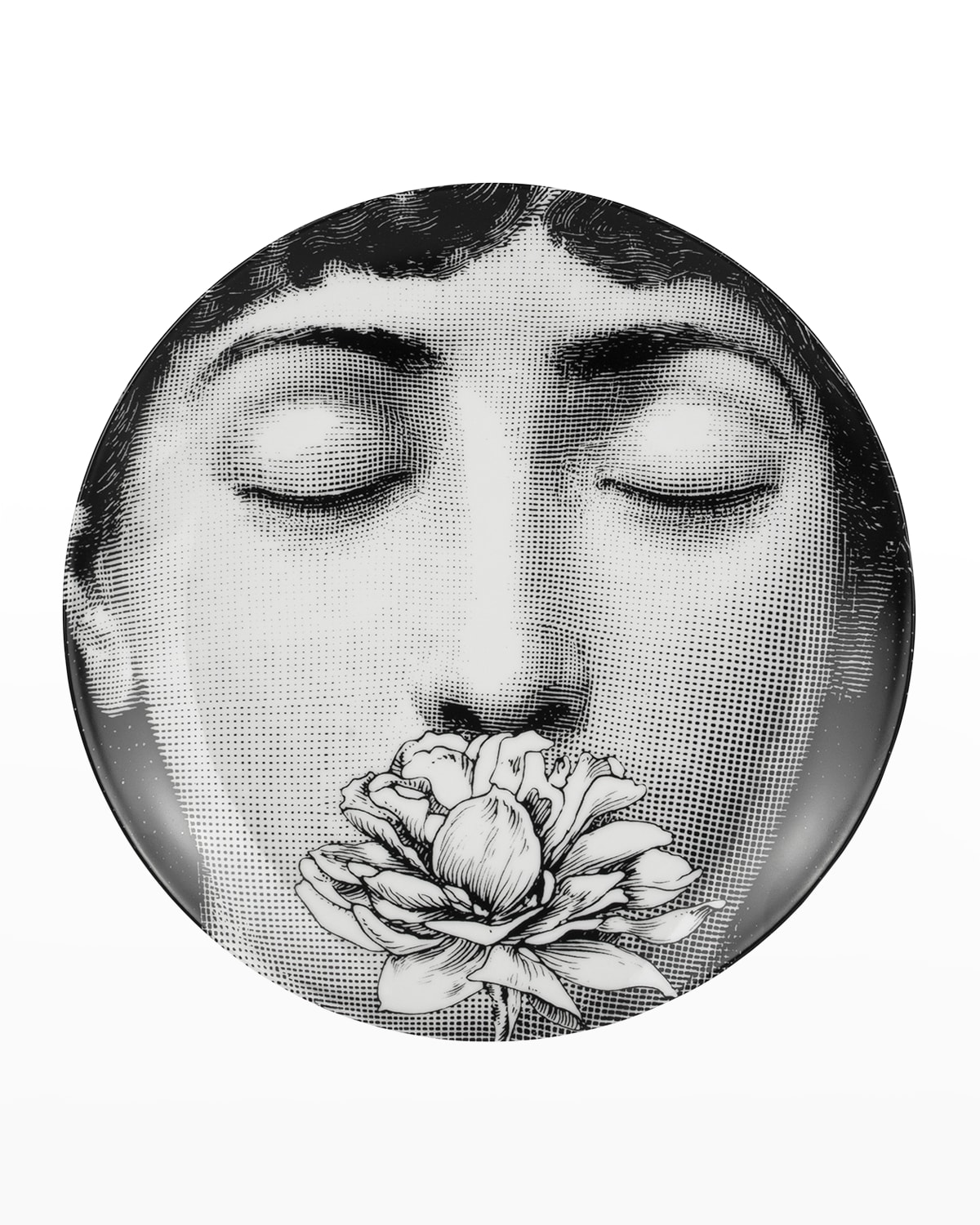 Shop Fornasetti Tema E Variazioni N. 393 Smelling Flower Wall Plate In Black/white