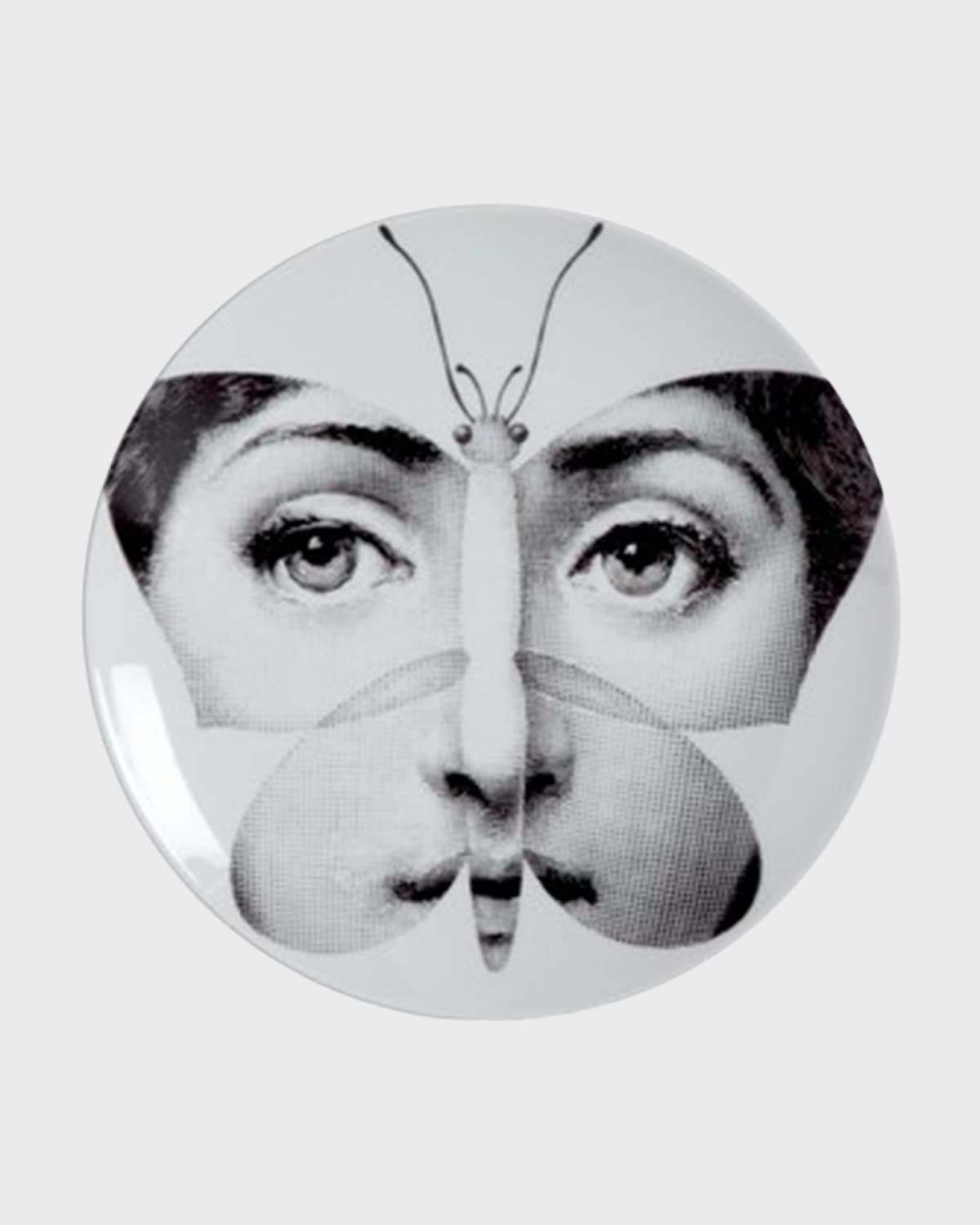 Shop Fornasetti Tema E Variazioni N. 96 Butterfly Face Wall Plate In Black/white