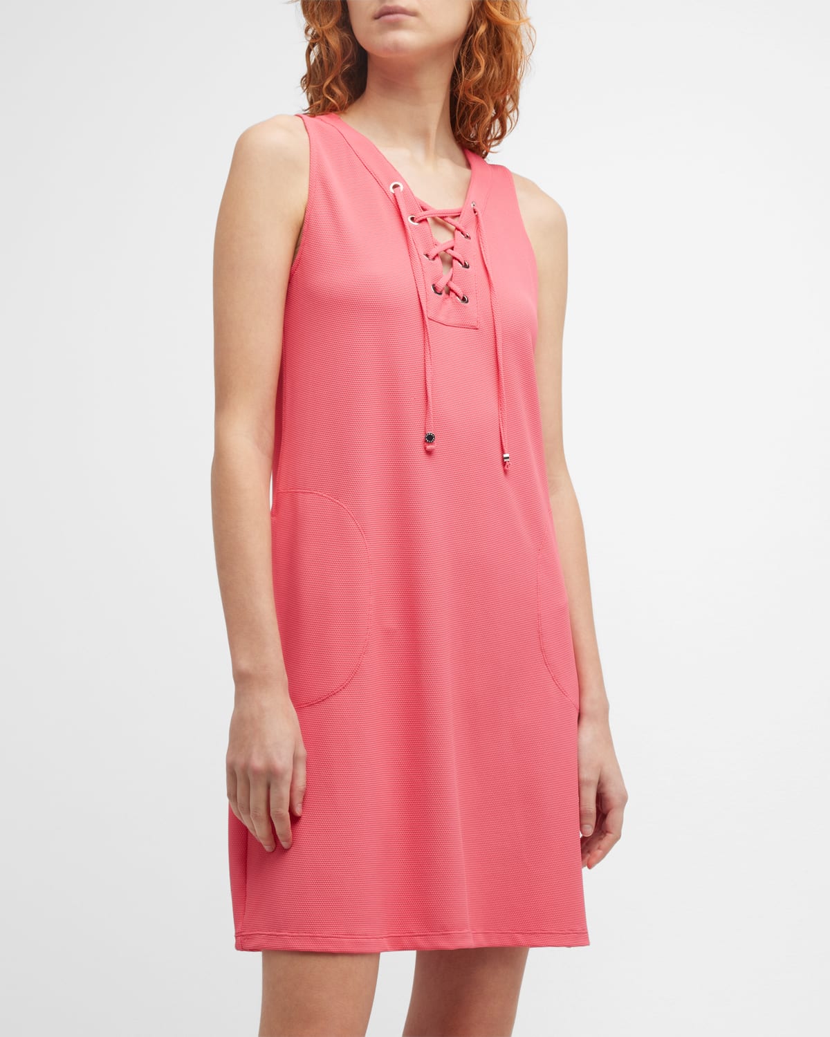 Tommy Bahama Sleeveless Lace-up Spa Dress In Coral Coast