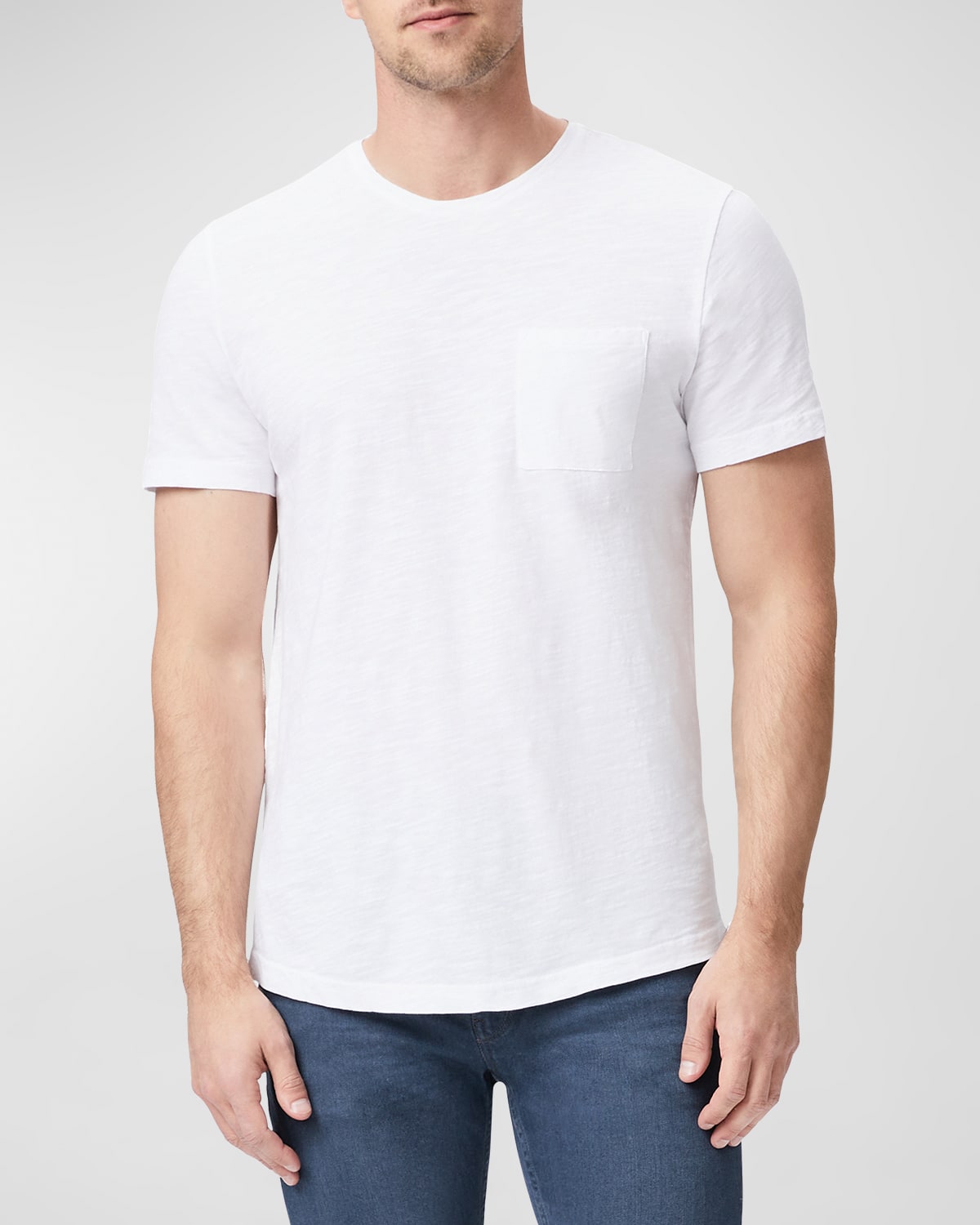 Shop Paige Men's Kenneth Solid Crewneck T-shirt W/ Pocket In Freshwhite